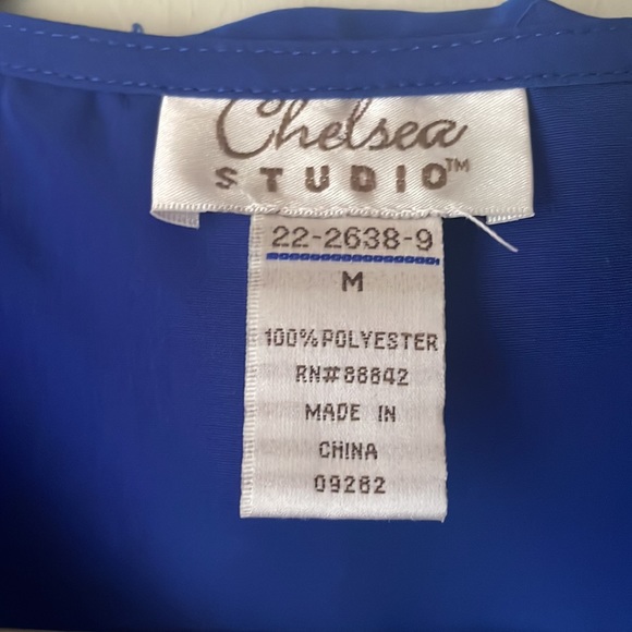 Vintage Chelsea Studio blue polyester ruffled long sleeve button down shirt - Picture 3 of 7